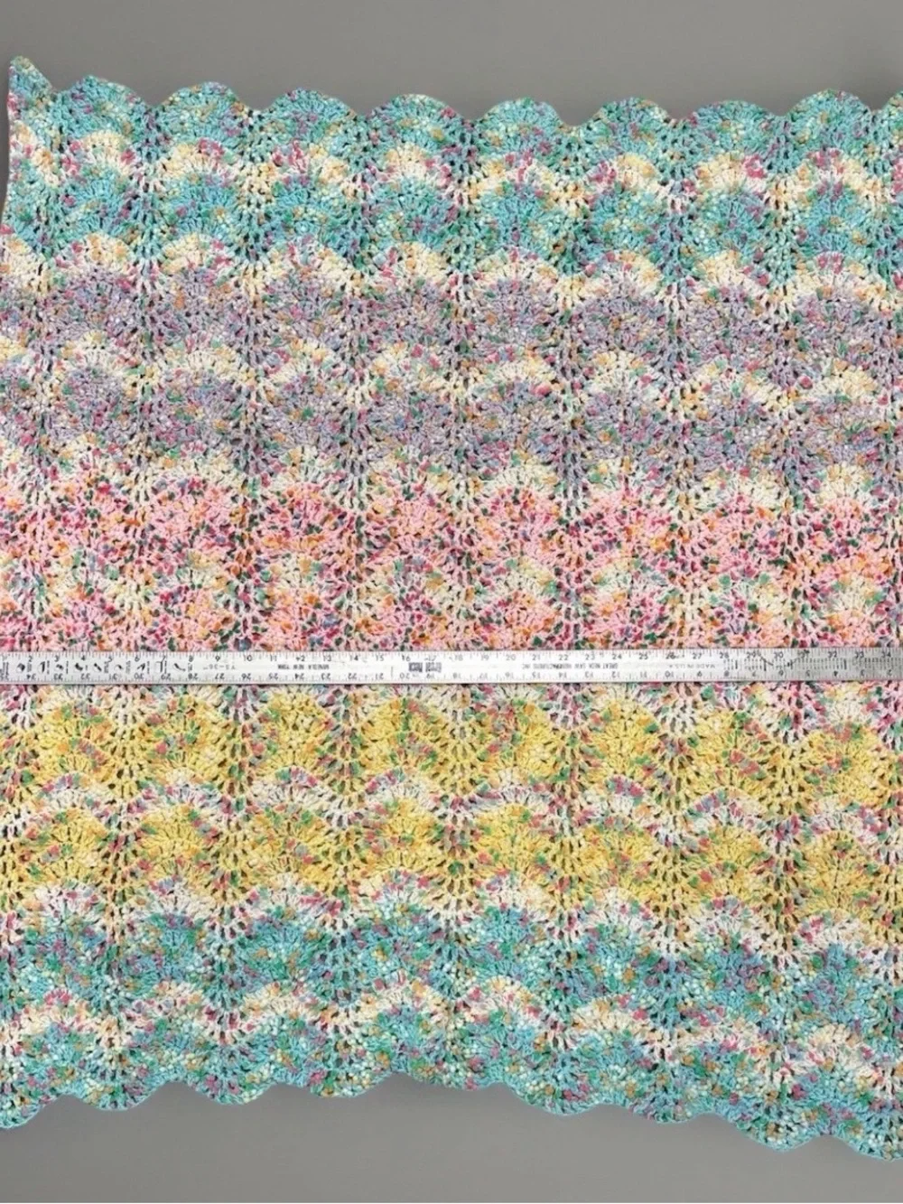 Multicolor Pastel Crochet blanket 36x40 lap baby super soft